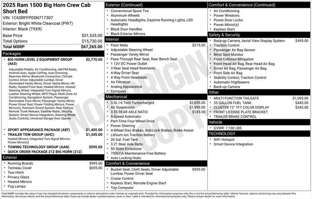 2025 RAM Ram 1500 RAM 1500 BIG HORN CREW CAB 4X4 57 BOX