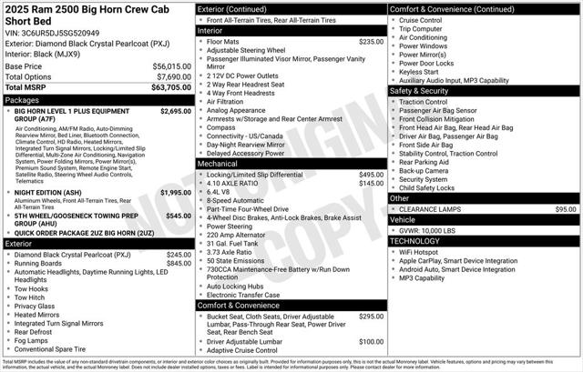 2025 RAM Ram 2500 RAM 2500 BIG HORN CREW CAB 4X4 64 BOX
