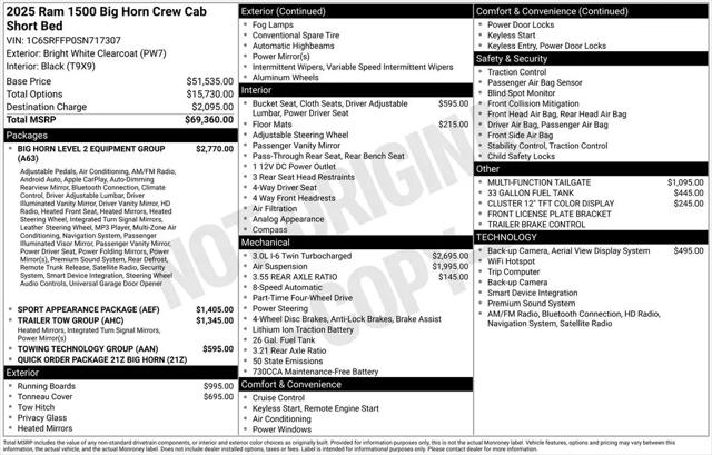 2025 Ram 1500 Big Horn Crew Cab 4x4 5'7" Box
