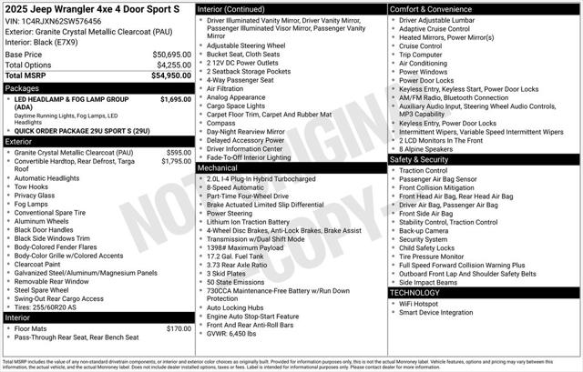 2025 Jeep Wrangler 4xe WRANGLER 4-DOOR SPORT S 4xe
