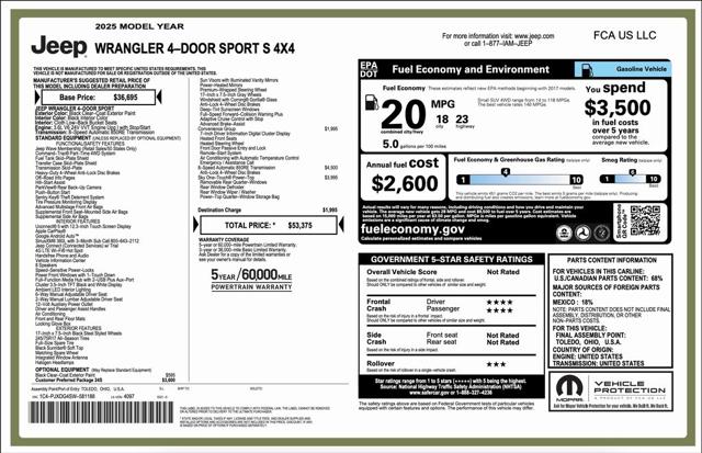 2025 Jeep Wrangler WRANGLER 4-DOOR SPORT S
