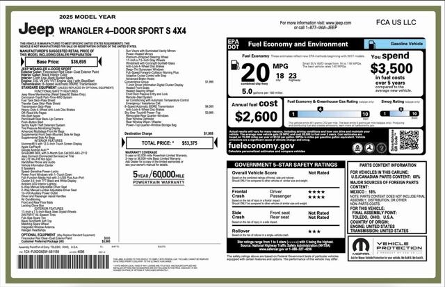 2025 Jeep Wrangler WRANGLER 4-DOOR SPORT S
