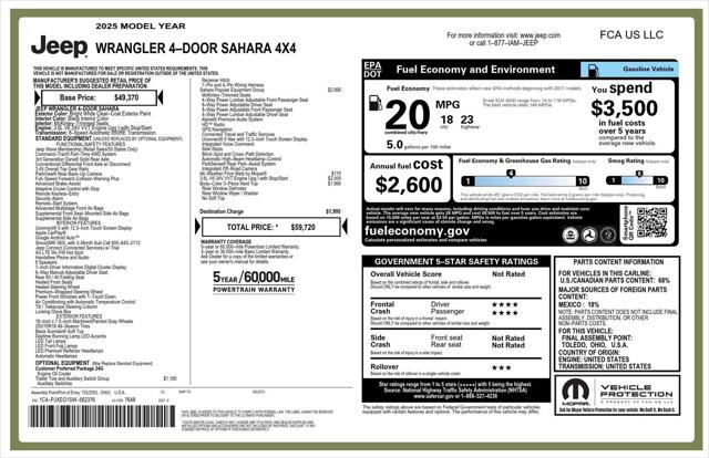2025 Jeep Wrangler WRANGLER 4-DOOR SAHARA