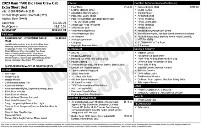 2023 RAM 1500 Big Horn Crew Cab 4x4 57 Box