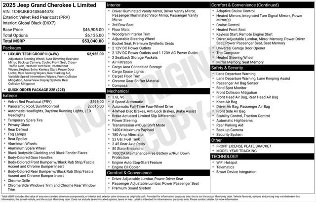 2025 Jeep Grand Cherokee GRAND CHEROKEE L LIMITED 4X4