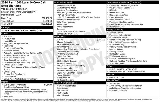 2024 RAM 1500 Laramie Crew Cab 4x4 57 Box