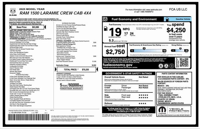 2025 RAM Ram 1500 RAM 1500 LARAMIE CREW CAB 4X4 57 BOX