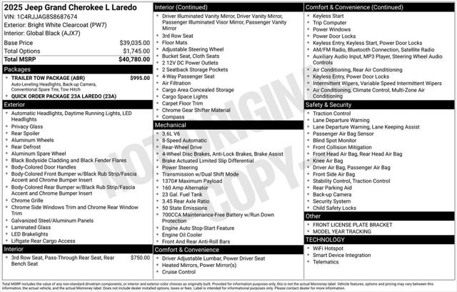 2025 Jeep Grand Cherokee GRAND CHEROKEE L LAREDO 4X2