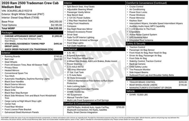 2020 RAM 2500 Tradesman Crew Cab 4X4 64 Box