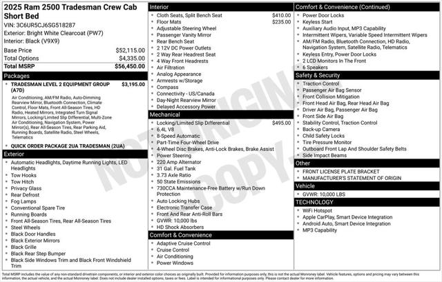 2025 RAM Ram 2500 RAM 2500 TRADESMAN CREW CAB 4X4 64 BOX
