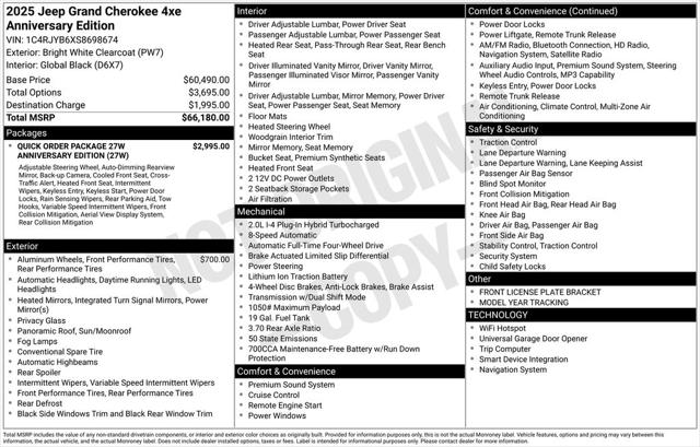 2025 Jeep Grand Cherokee 4xe GRAND CHEROKEE ANNIVERSARY EDITION 4xe