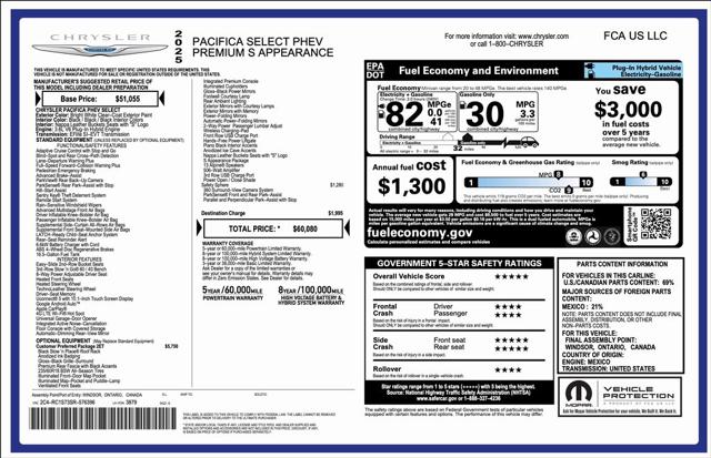 2025 Chrysler Pacifica Hybrid PACIFICA PLUG-IN HYBRID S APPEARANCE