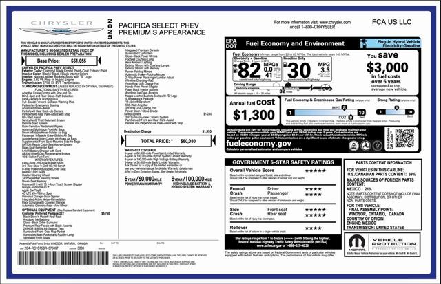 2025 Chrysler Pacifica Hybrid PACIFICA PLUG-IN HYBRID S APPEARANCE