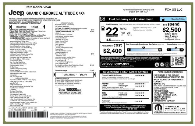2025 Jeep Grand Cherokee GRAND CHEROKEE ALTITUDE X 4X4