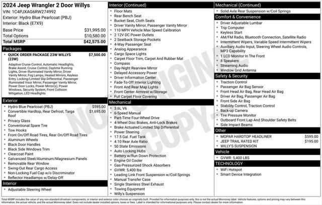 2024 Jeep Wrangler WRANGLER 2-DOOR WILLYS