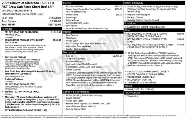 2022 Chevrolet Silverado 1500 LTD 4WD Crew Cab Short Bed RST