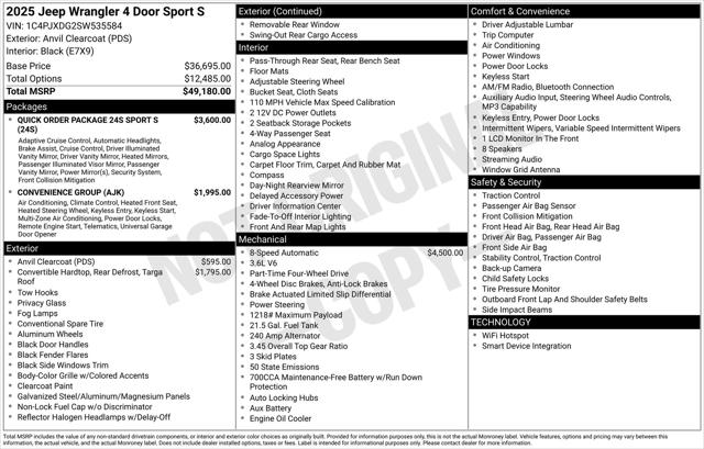 2025 Jeep Wrangler WRANGLER 4-DOOR SPORT S