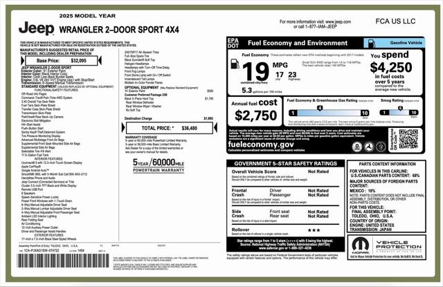 2025 Jeep Wrangler WRANGLER 2-DOOR SPORT