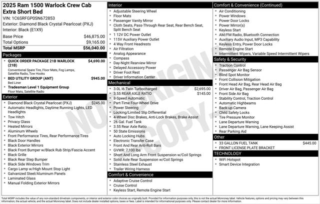 2025 RAM Ram 1500 RAM 1500 WARLOCK CREW CAB 4X4 57 BOX