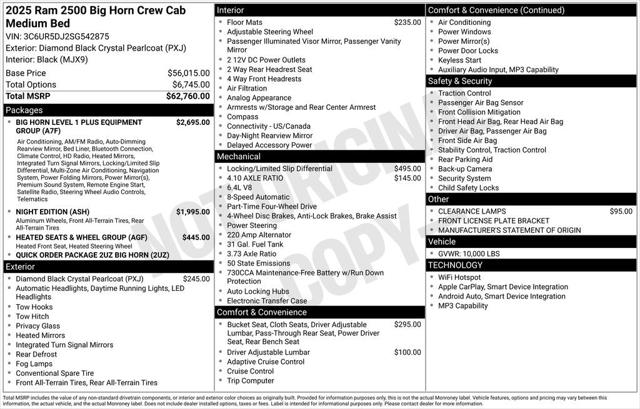 2025 RAM Ram 2500 RAM 2500 BIG HORN CREW CAB 4X4 64 BOX