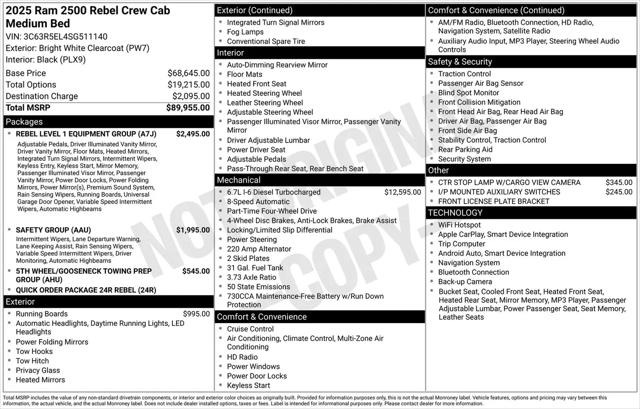 2025 Ram 2500 Power Wagon Rebel Crew Cab 4x4 6'4" Box