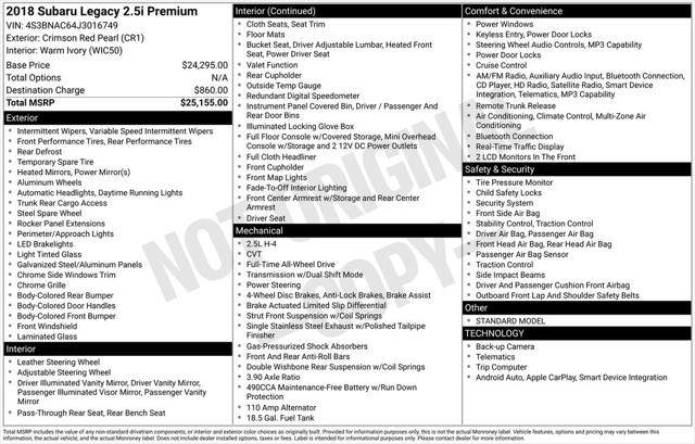 2018 Subaru Legacy 2.5i Premium
