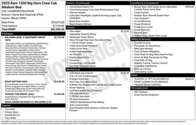 2025 RAM Ram 1500 RAM 1500 BIG HORN CREW CAB 4X4 64 BOX