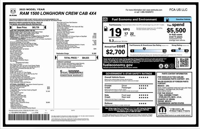 2023 RAM 1500 Limited Longhorn Crew Cab 4x4 57 Box