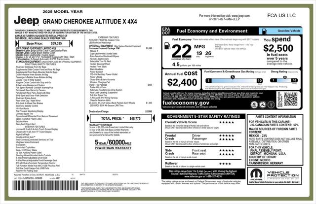2025 Jeep Grand Cherokee GRAND CHEROKEE ALTITUDE X 4X4