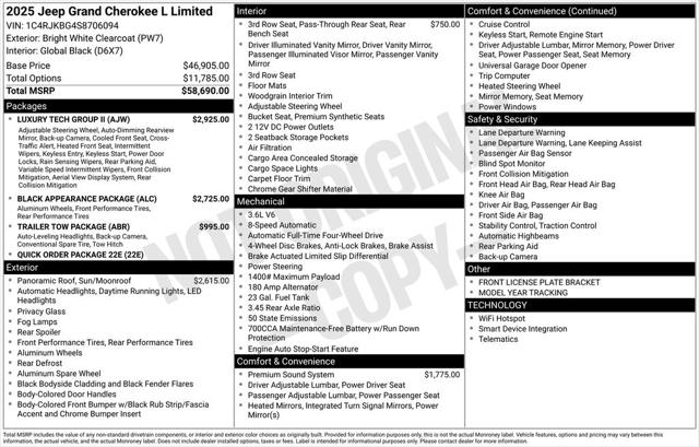 2025 Jeep Grand Cherokee GRAND CHEROKEE L LIMITED 4X4