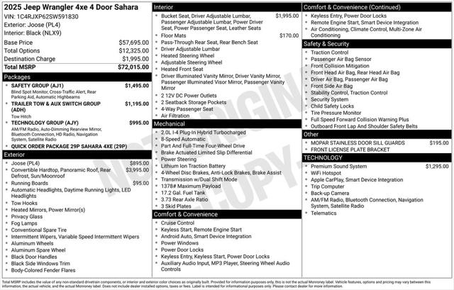 2025 Jeep Wrangler 4xe WRANGLER 4-DOOR SAHARA 4xe