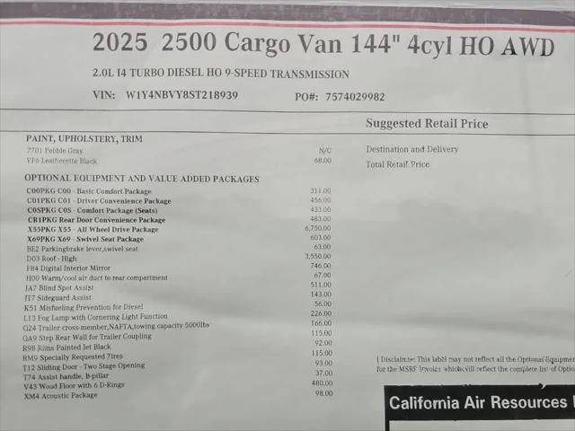 2025 Mercedes-Benz Sprinter 2500 Standard Roof 4-Cyl Diesel HO