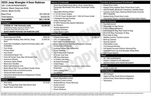 2025 Jeep Wrangler WRANGLER 4-DOOR RUBICON