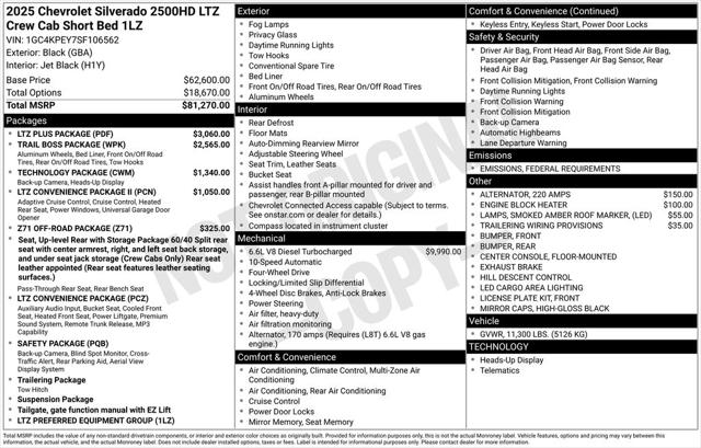 2025 Chevrolet Silverado 2500HD 4WD Crew Cab Standard Bed LTZ