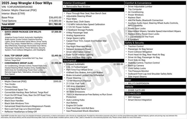 2025 Jeep Wrangler WRANGLER 4-DOOR WILLYS