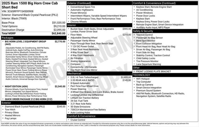 2025 RAM Ram 1500 RAM 1500 BIG HORN CREW CAB 4X4 57 BOX 2025 RAM Ram 1500 RAM 1500 BIG HORN CREW CAB 4X4 57 BOX