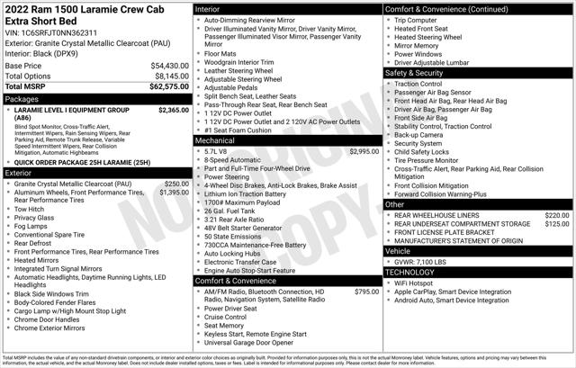2022 RAM 1500 Laramie Crew Cab 4x4 57 Box