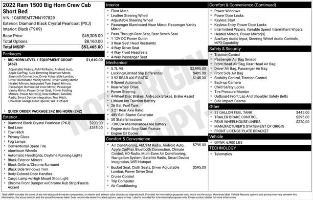 2022 RAM 1500 Big Horn Crew Cab 4x2 64 Box