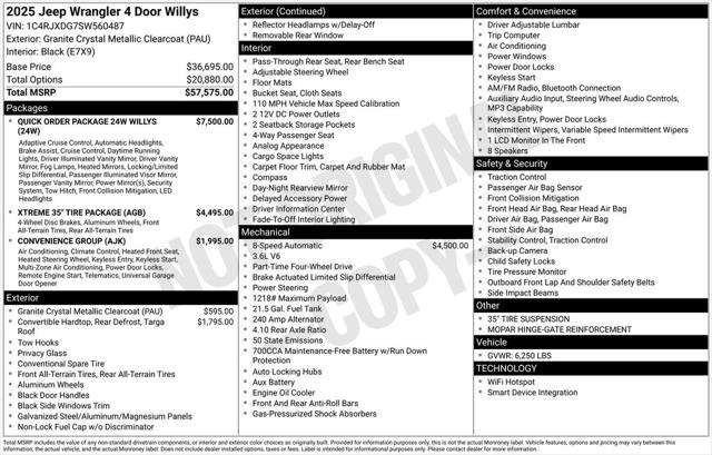 2025 Jeep Wrangler WRANGLER 4-DOOR WILLYS