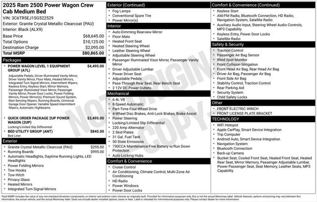2025 RAM Ram 2500 RAM 2500 POWER WAGON CREW CAB 4X4 64 BOX