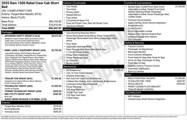 2025 RAM Ram 1500 RAM 1500 REBEL CREW CAB 4X4 57 BOX