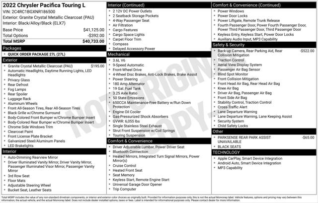 2022 Chrysler Pacifica Touring L