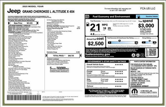 2025 Jeep Grand Cherokee GRAND CHEROKEE L ALTITUDE X 4X4