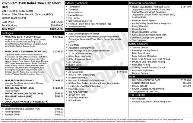 2025 RAM Ram 1500 RAM 1500 REBEL CREW CAB 4X4 57 BOX