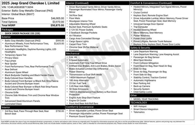 2025 Jeep Grand Cherokee GRAND CHEROKEE L LIMITED 4X4