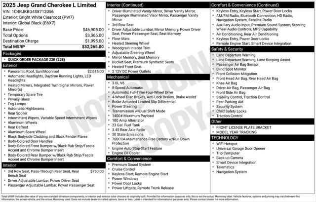 2025 Jeep Grand Cherokee GRAND CHEROKEE L LIMITED 4X4