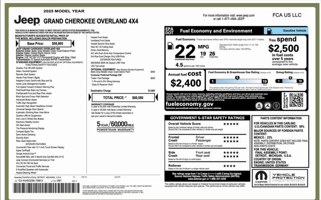 2025 Jeep Grand Cherokee GRAND CHEROKEE OVERLAND 4X4