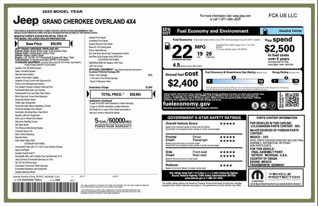 2025 Jeep Grand Cherokee GRAND CHEROKEE OVERLAND 4X4