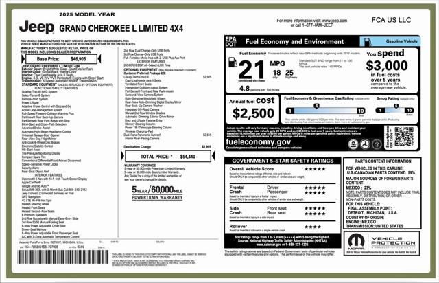 2025 Jeep Grand Cherokee GRAND CHEROKEE L LIMITED 4X4