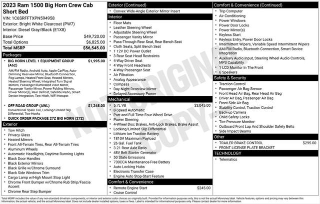 2023 RAM 1500 Big Horn Crew Cab 4x4 57 Box